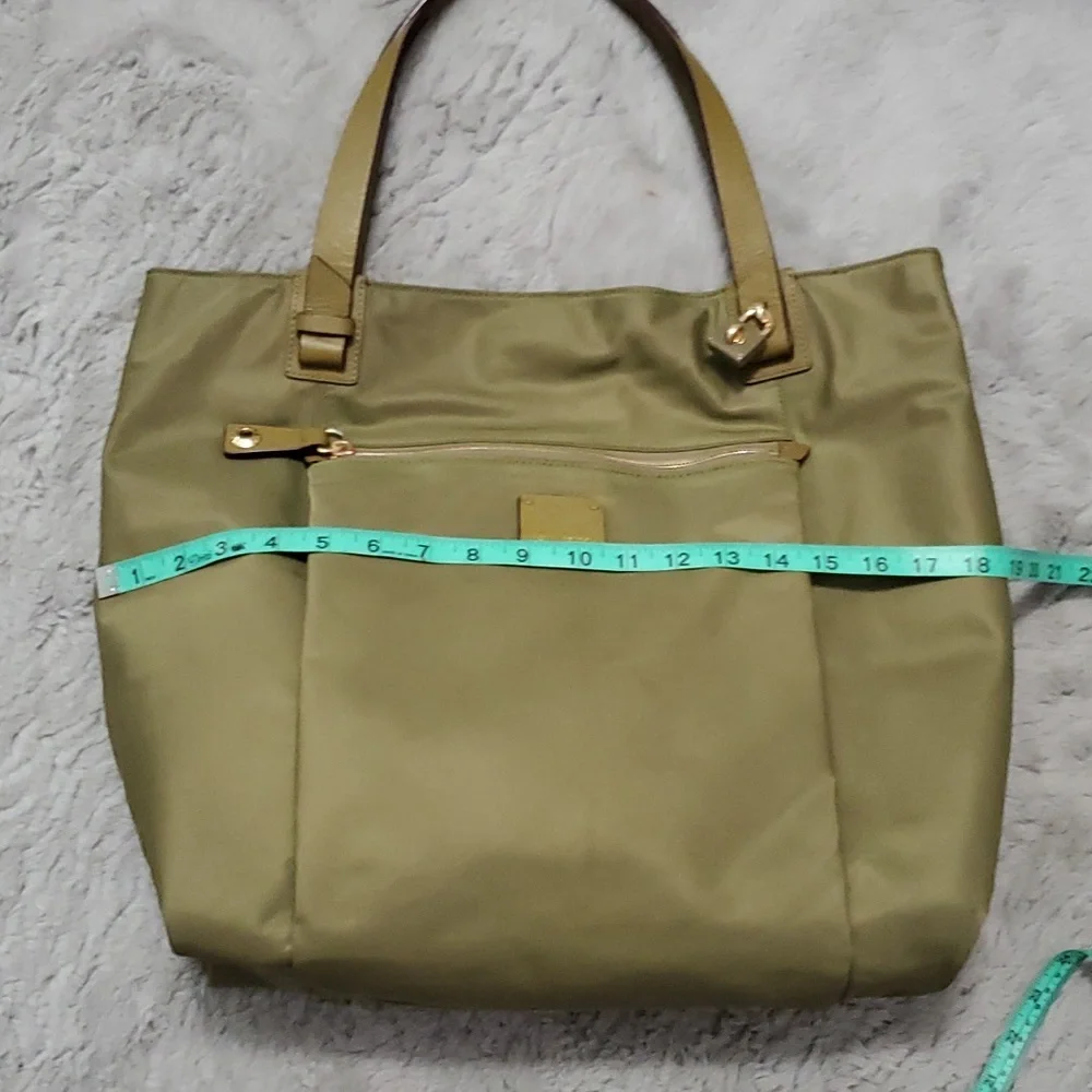 Henri Bendel olive green nylon tote bag